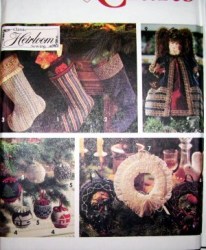 7952 Simplicity HEIRLOOM SMOCK TREE ORNAMENTS, ANGEL, STOCKING PATTERN Uncut